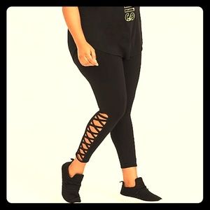 Torrid Black Leggings Lattice Side Crop